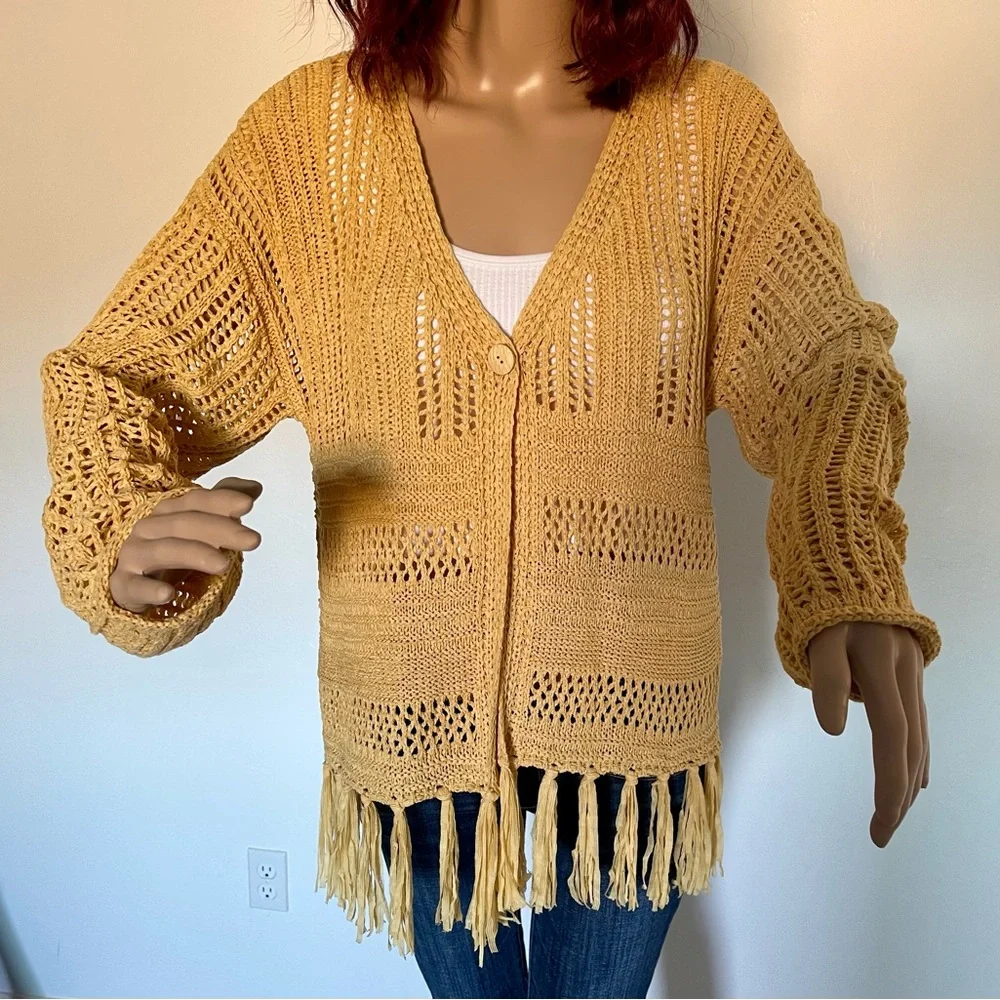 Panhandle Slim® Women's Rock N Roll Open Fringed Cardigan Sweater Size L - Picture 2 of 4